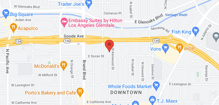 map of 601 E Kenwood Glendale, CA 91206